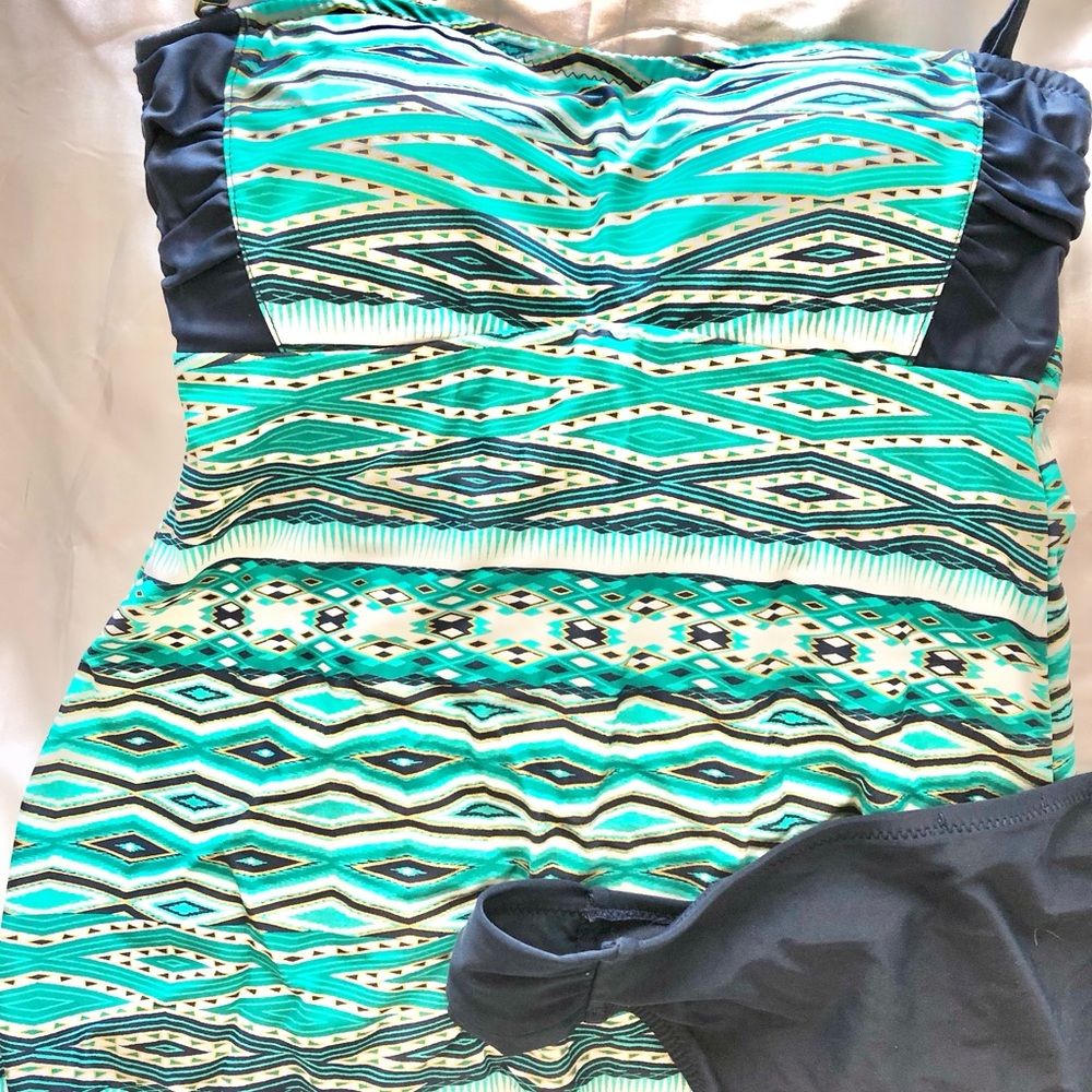 Jessica Simpson Green and Blue Patterned Swimsuits